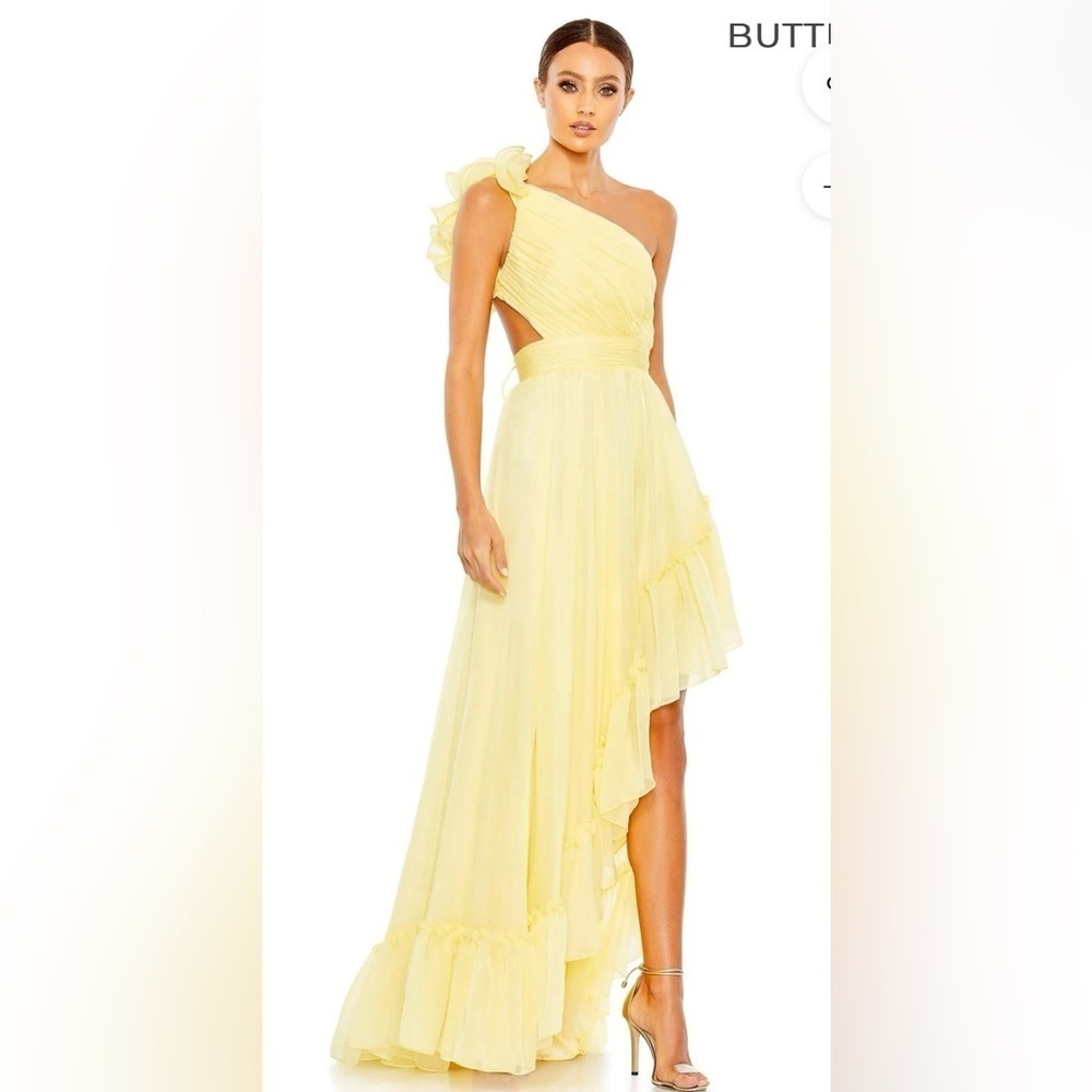 Mac Duggal 67989 Ruffled One Shoulder Asymmetrical Gown